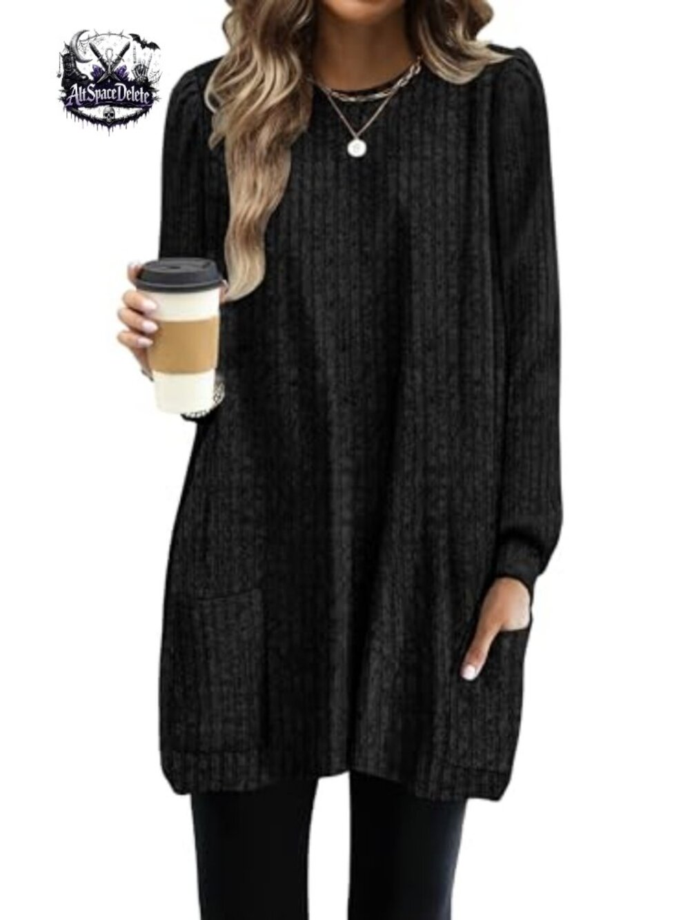 Women's Long Sleeve Tunic Sweater with Pockets Loose Fit Pullover